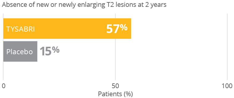 Secondary endpoints T2 lesions chart